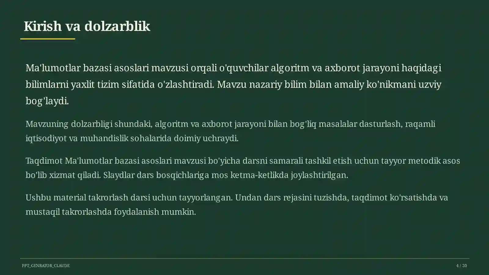Ma'lumotlar bazasi asoslari (9-sinf) 4