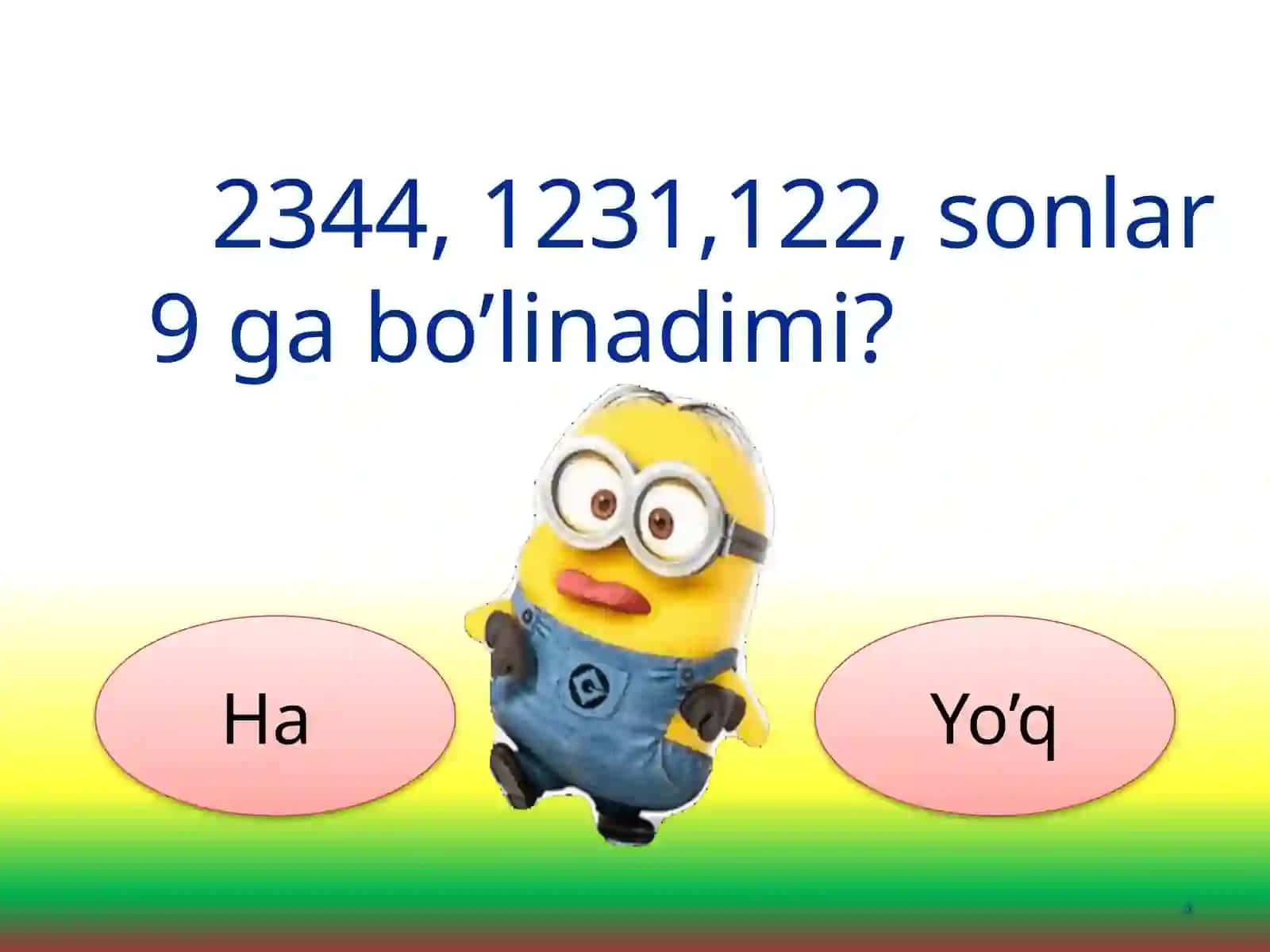 «Ha–yo’q o’yini» Sirdaryotumani dagi 11-maktab o’qituvchisi Risbekova Gulnaz Abduxanovna taqdimoti 4