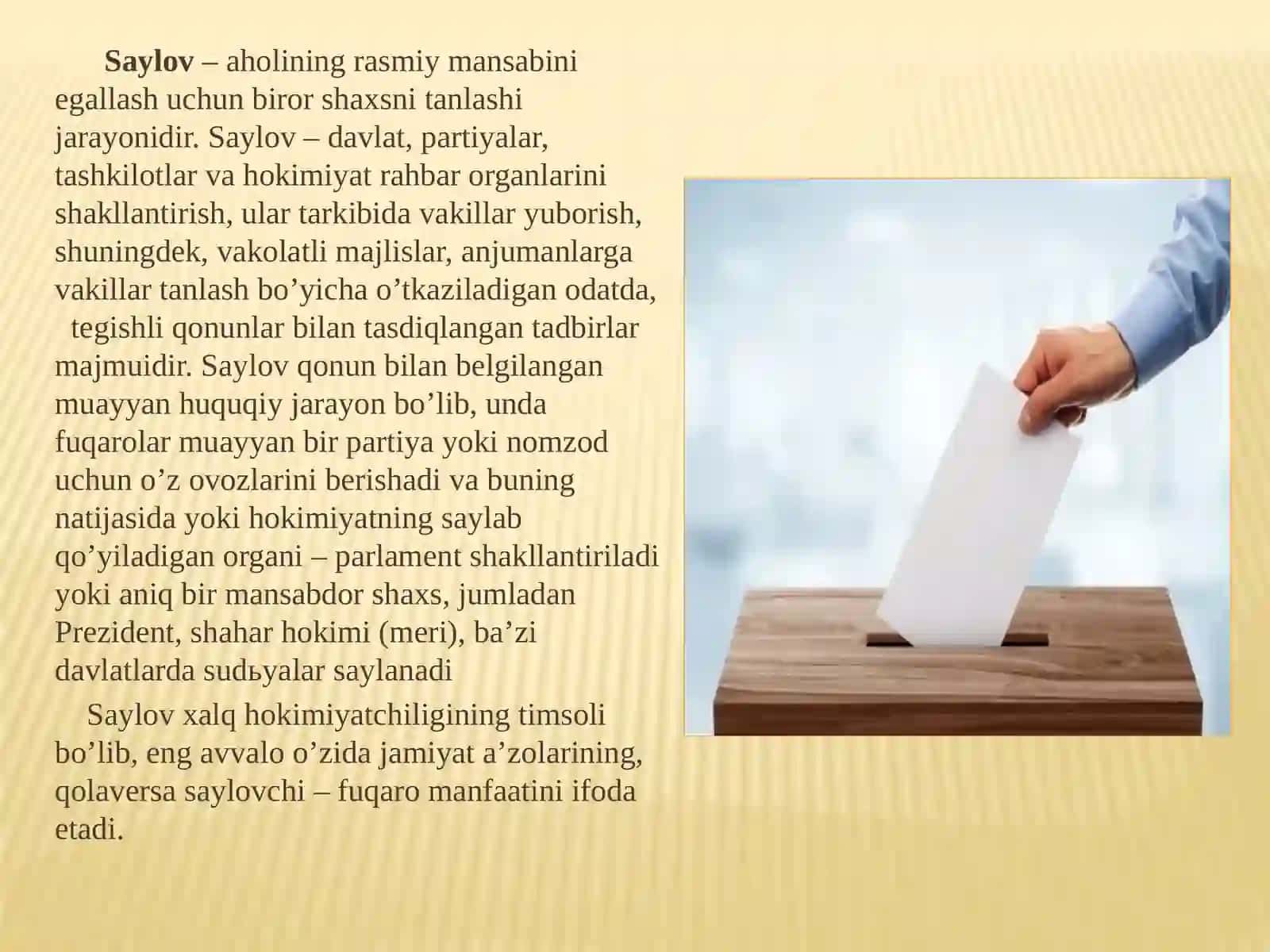 SAYLOV HUQUQI ERKINLIGI - FUQAROLIK JAMIYATINING SHARTI 4