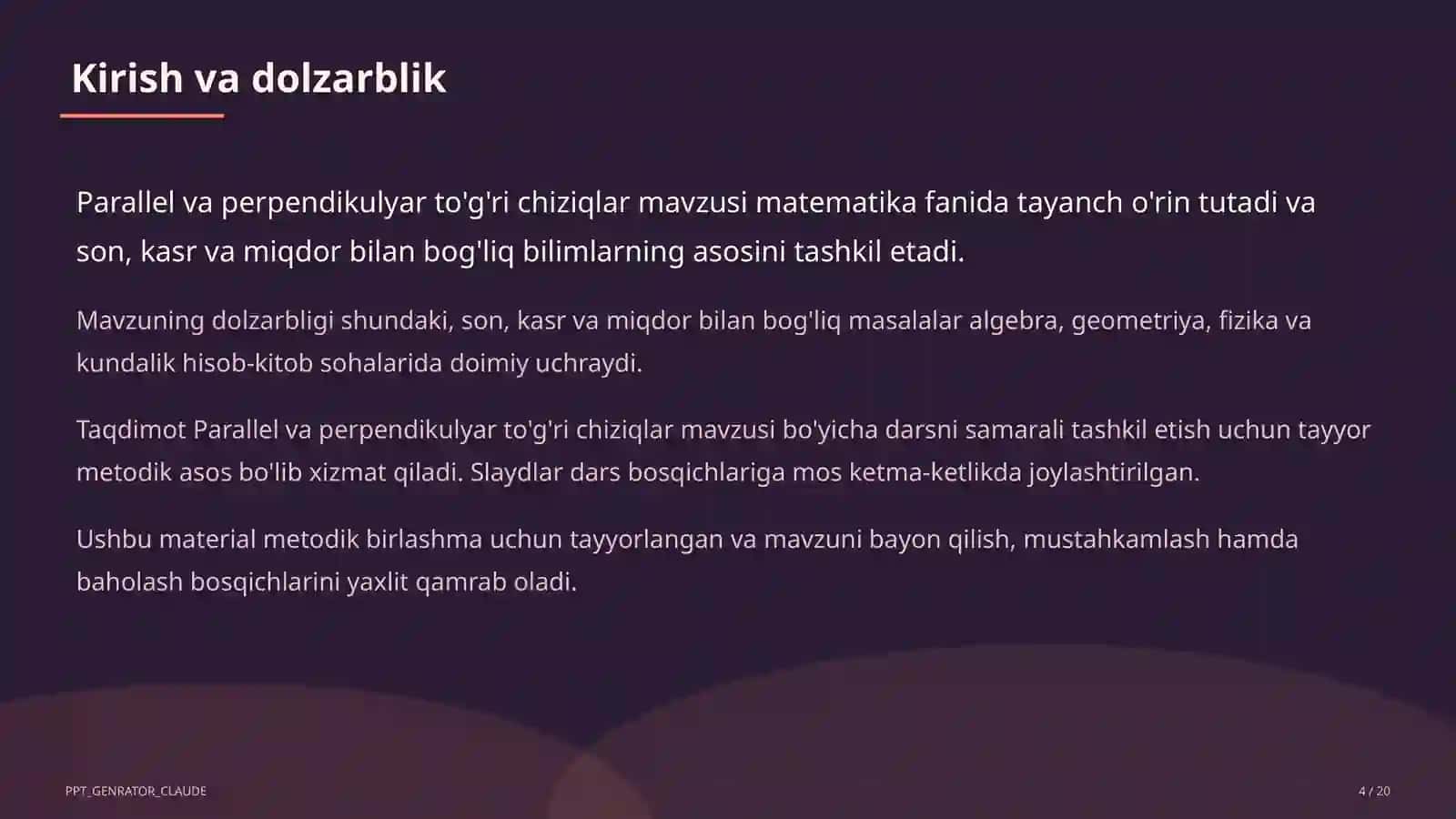 Parallel va perpendikulyar to'g'ri chiziqlar (6-sinf) 4