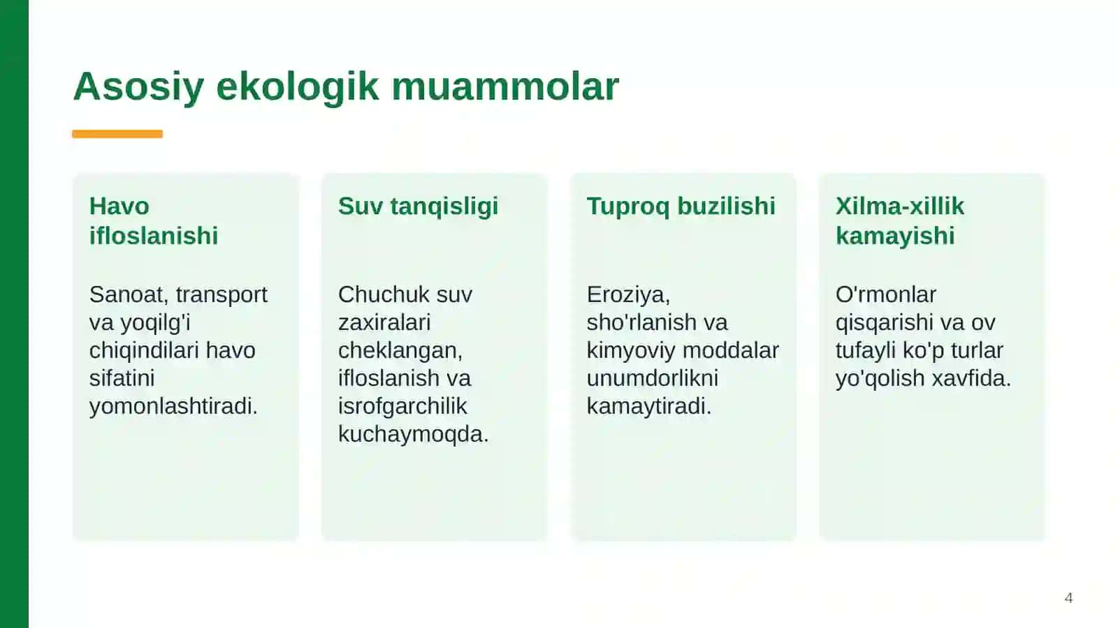 Ekologiya va atrof-muhitni muhofaza qilish 4
