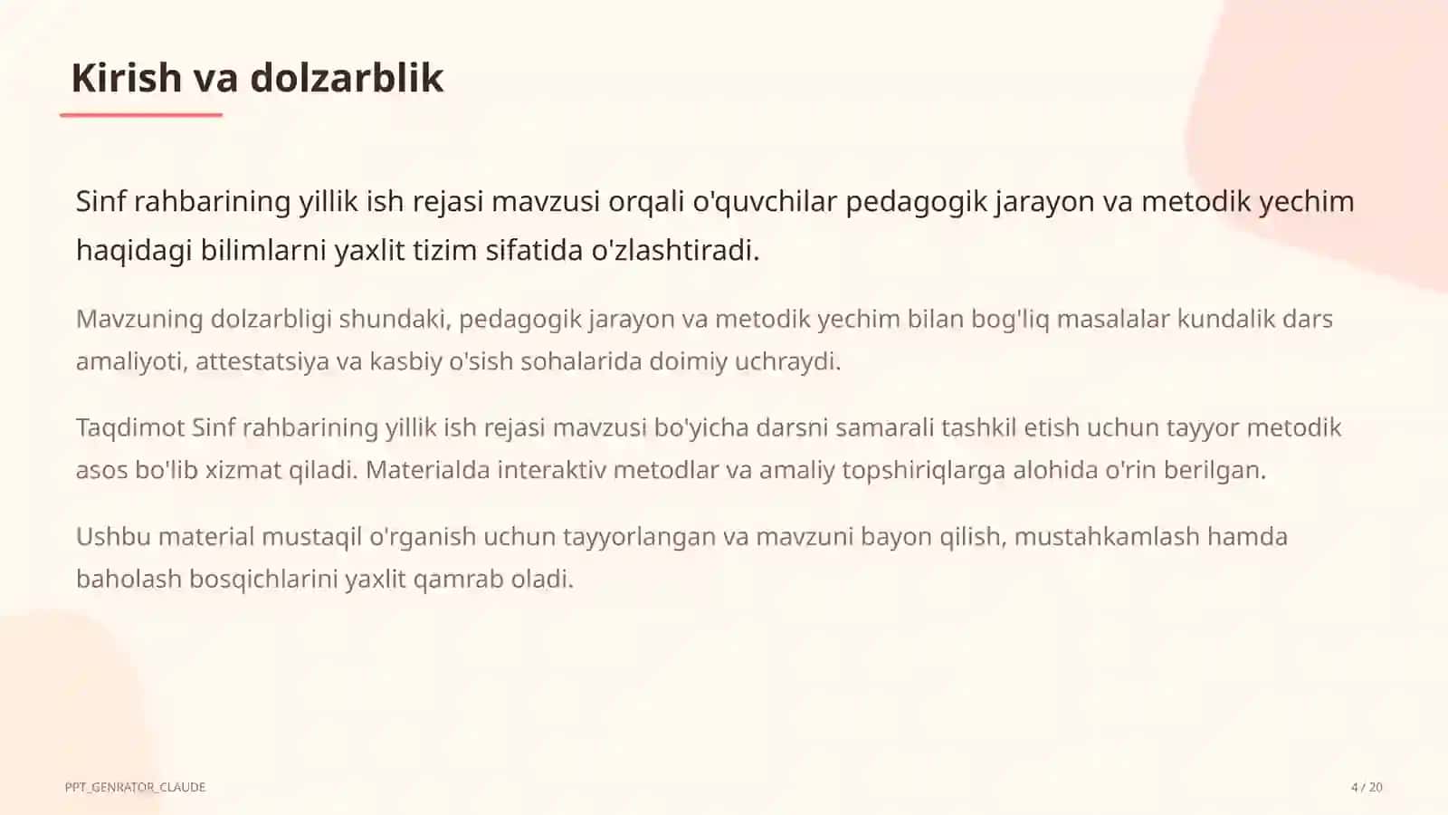 Sinf rahbarining yillik ish rejasi 4