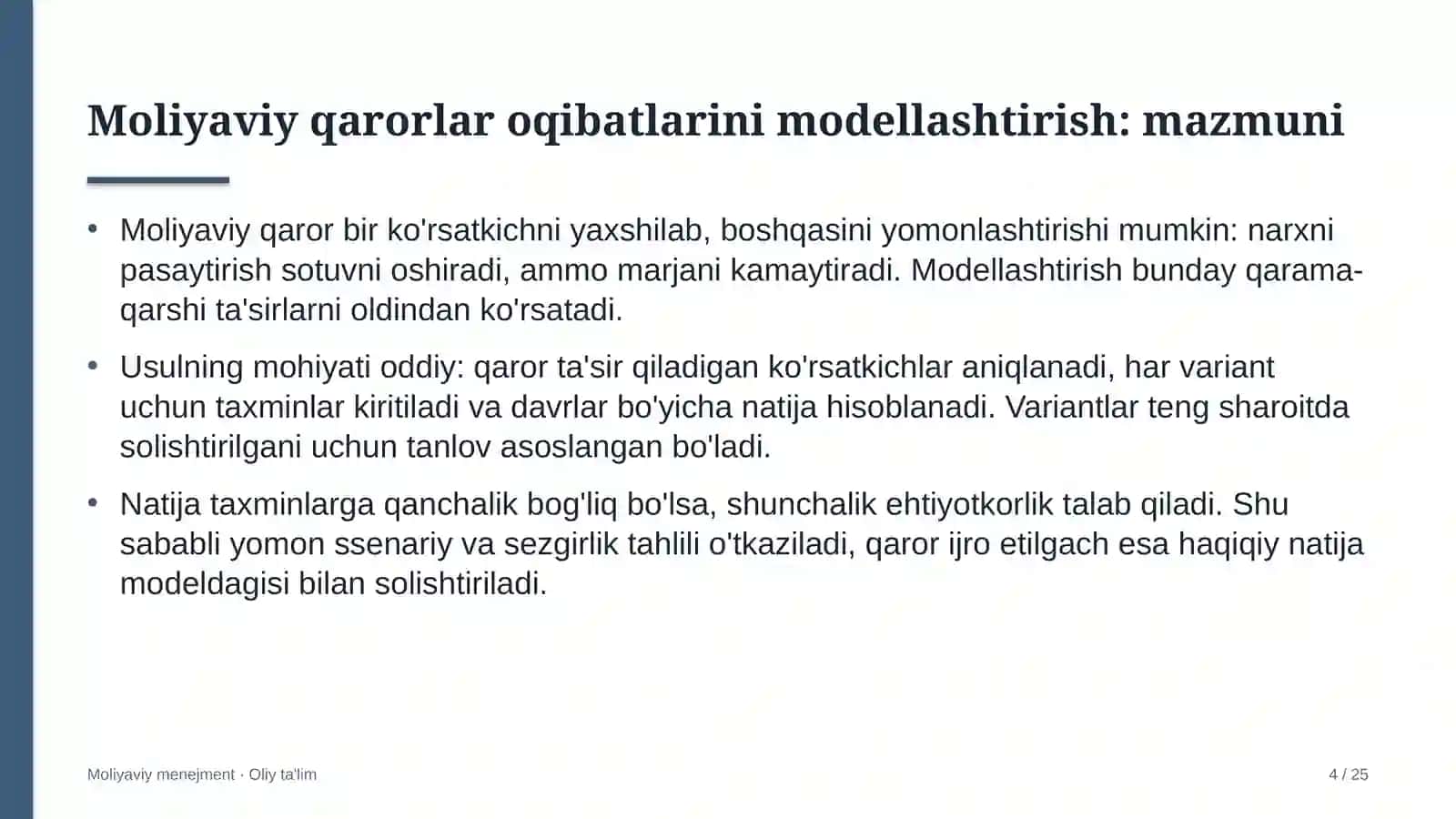 Bog'dorchilikda moliyaviy qarorlar oqibatlarini modellashtirish 4