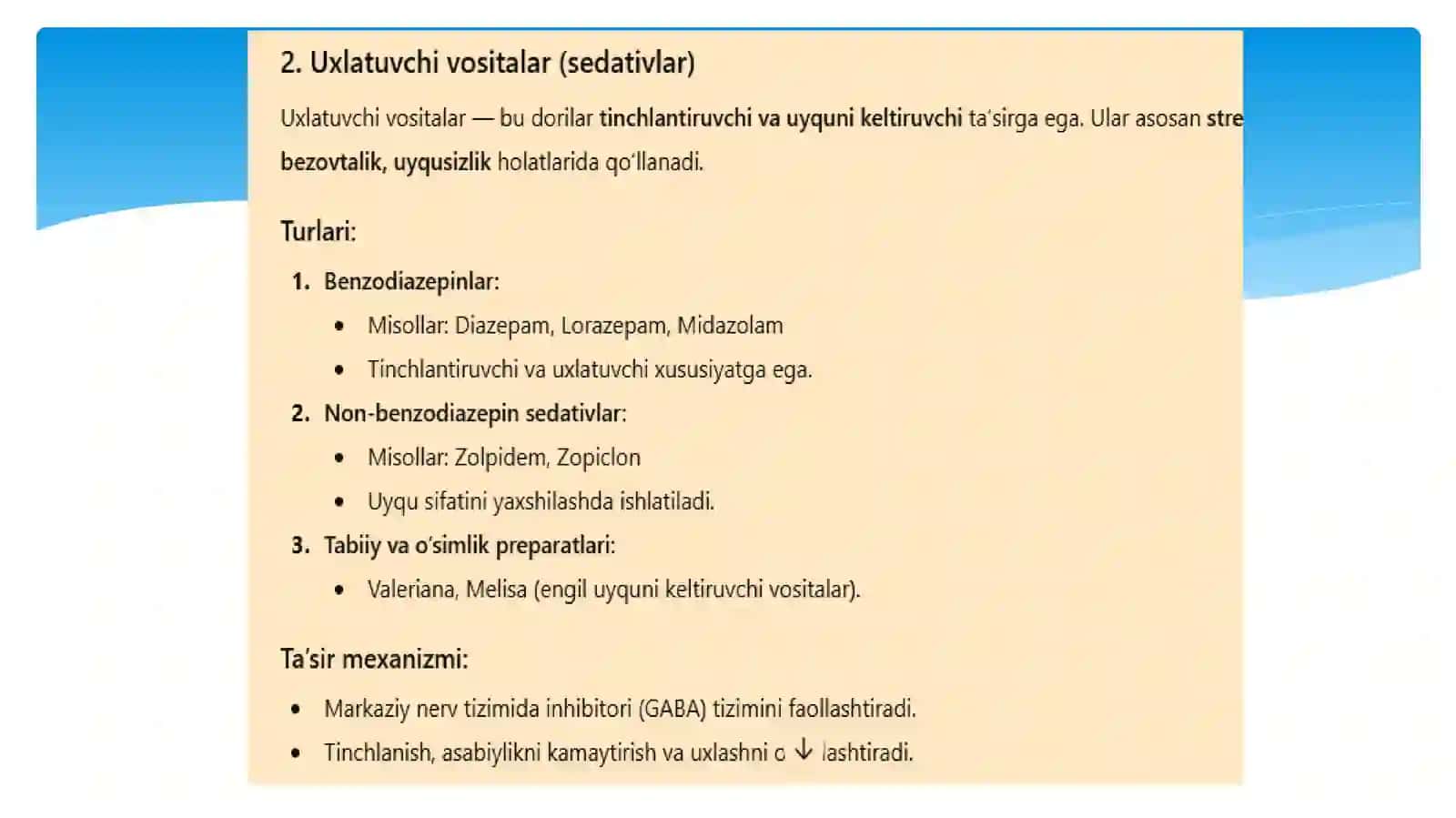 Narkozvositalari va Uxlatuvchi vositalar 4