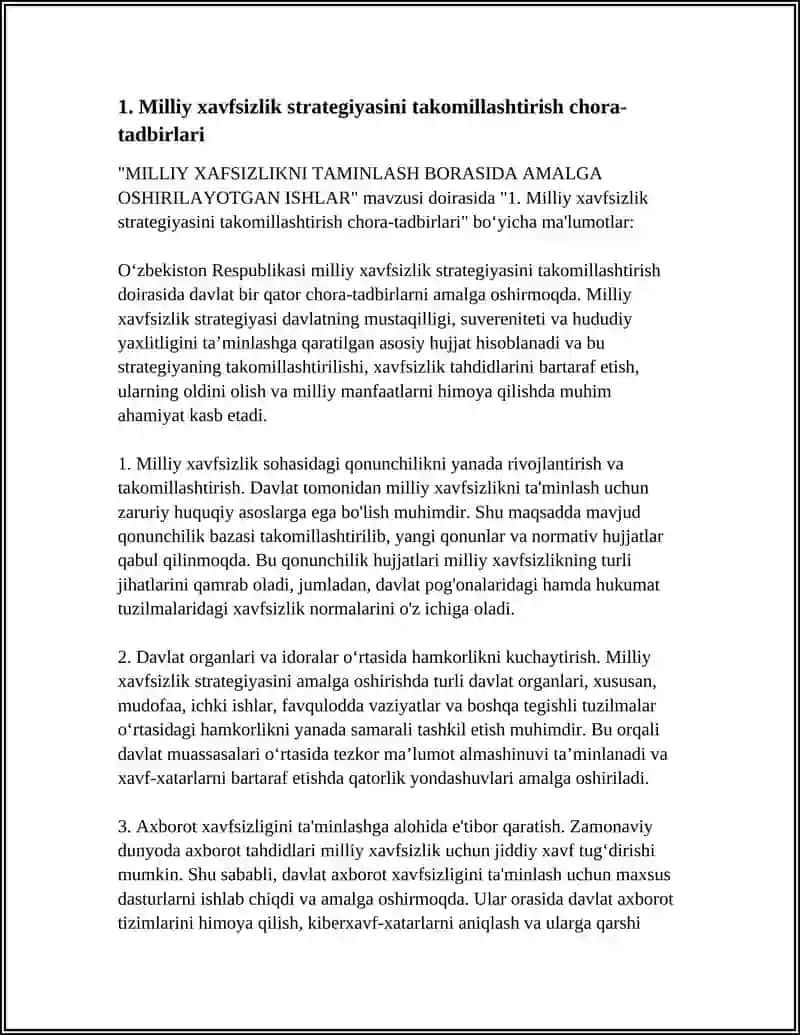 MILLIY XAFSIZLIKNI TAMINLASH BORASIDA AMALGA OSHIRILAYOTGAN ISHLAR 4