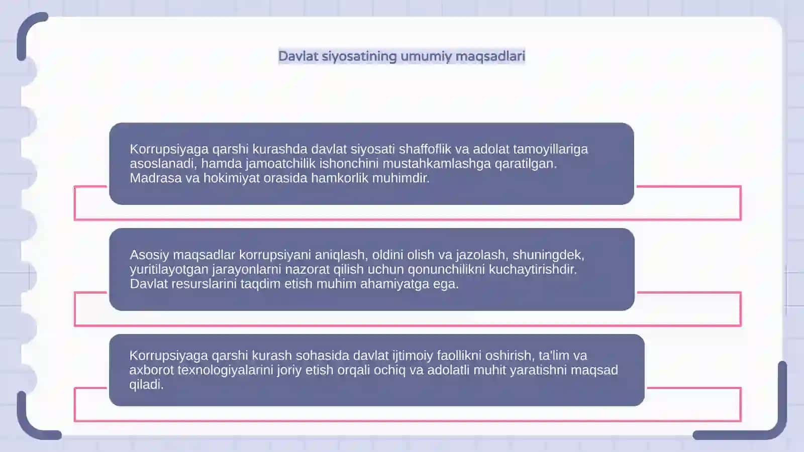 Korrupsiyaga qarshi kurash sohasidagi davlat siyosatining asosiy yo'nalishlari 4