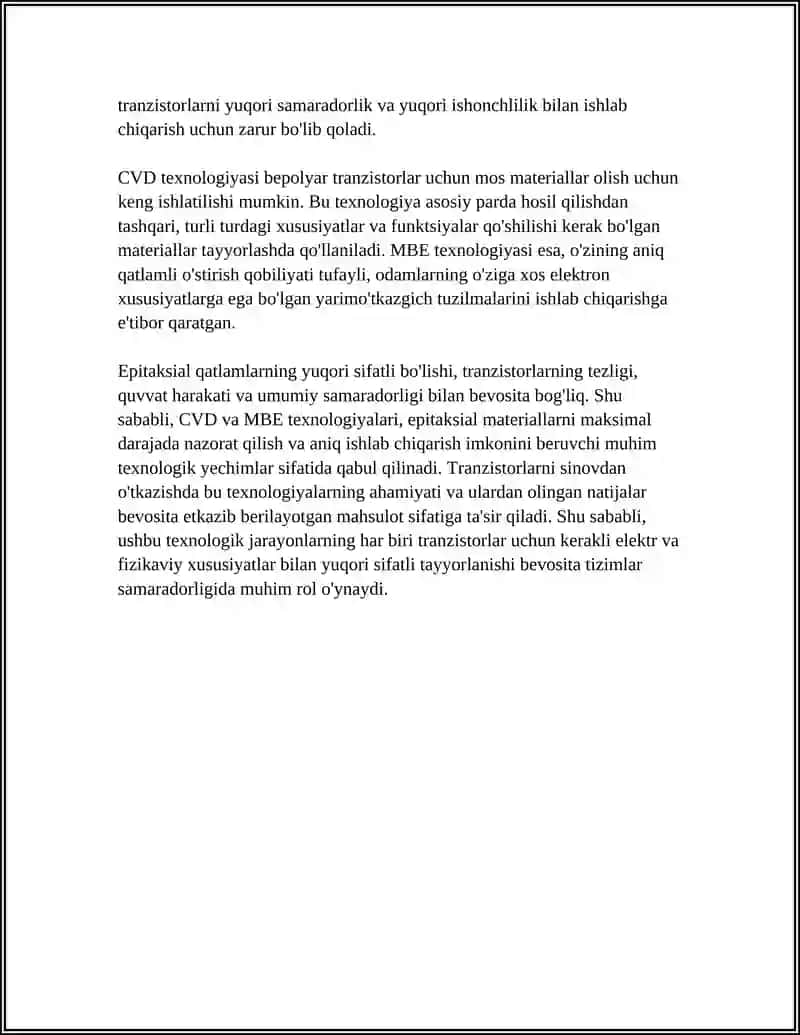 BEPOLYAR TRANZISTORLARNI TAYYORLASHNING EPITAKSIAL DEFUZIAL TEXNOLOGIYASI 4