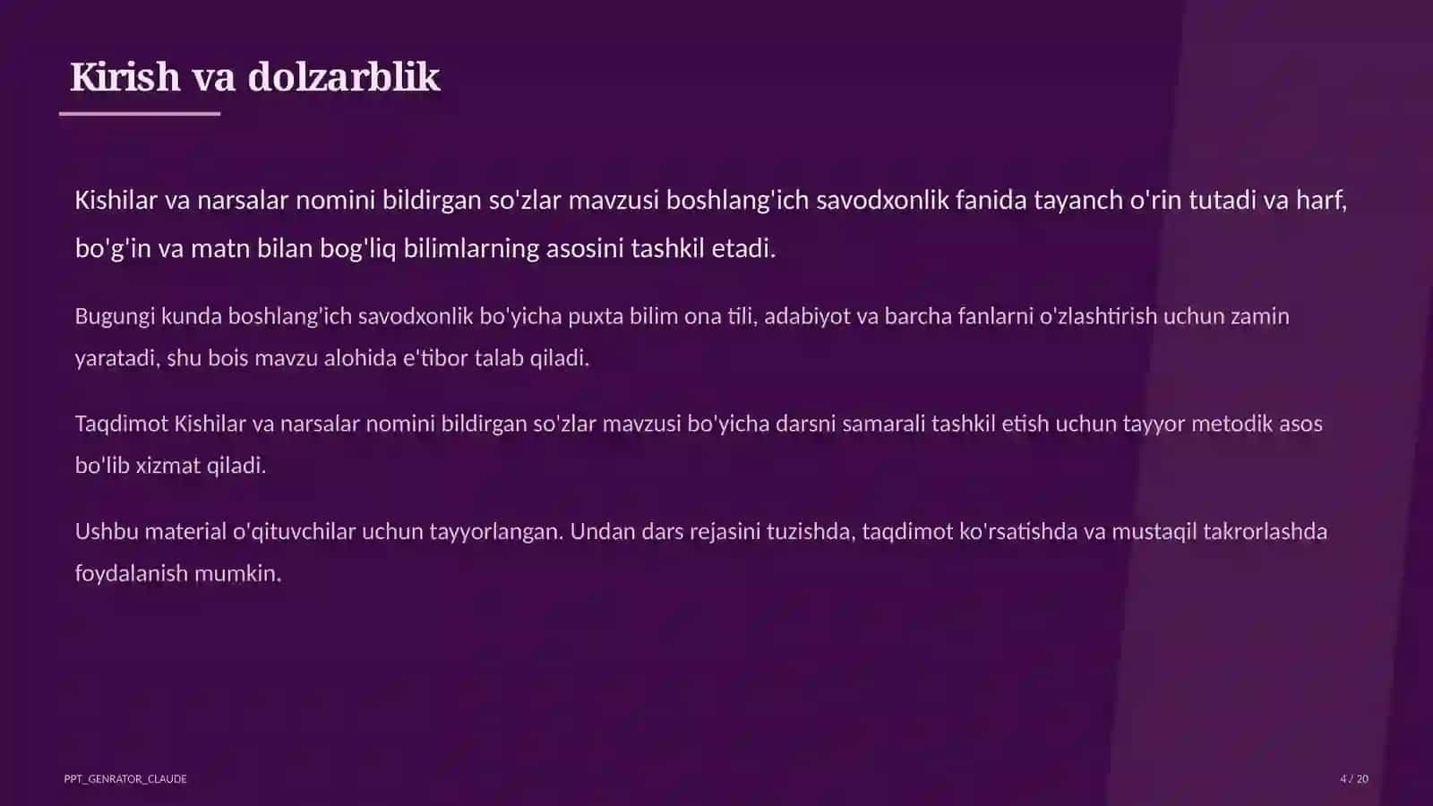Kishilar va narsalar nomini bildirgan so'zlar (2-sinf) 4