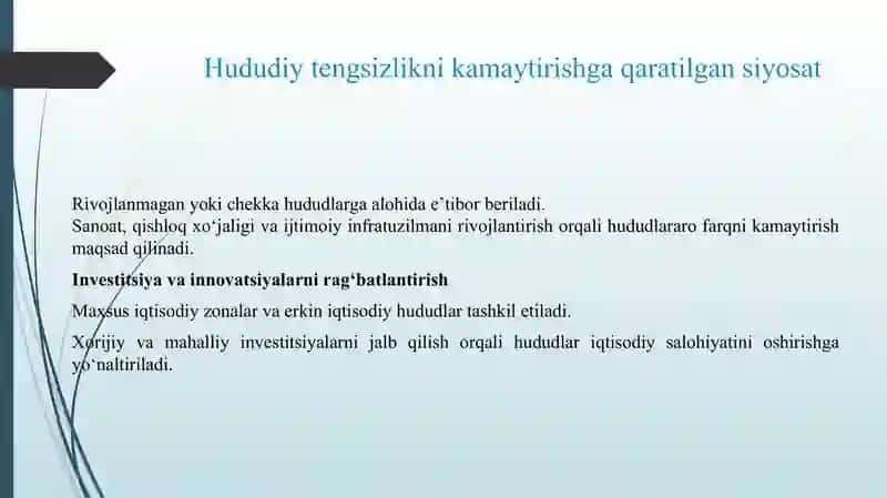O'ZBEKISTON RESPUBLIKASI HUDUDLARNI RIVOJLANTIRISH SIYOSATINING XUSUSIYATLARI 4