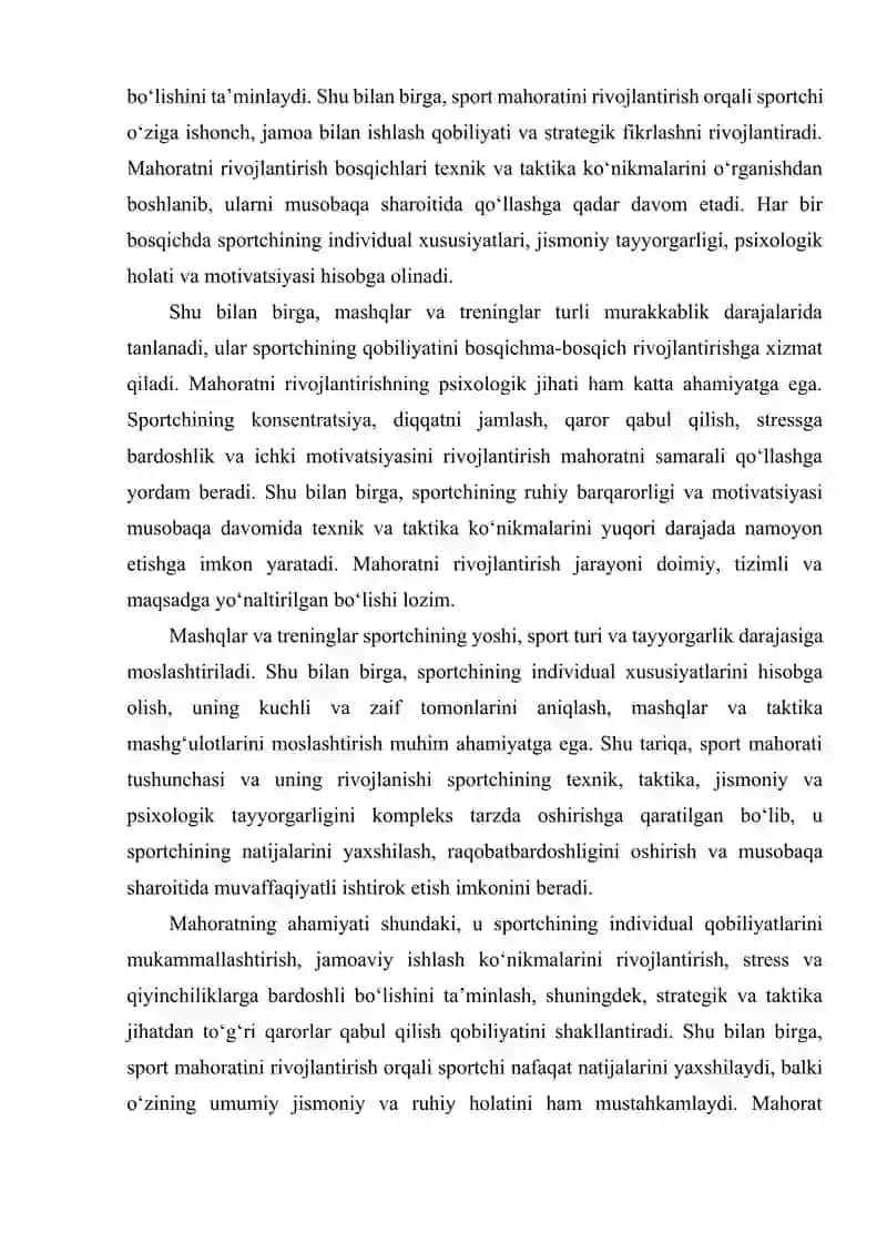 SPORT MAHORATINI TAKOMILLASHTIRISH BOSQICHI 4