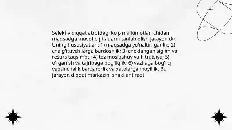 Diqqat turlari va uning hususiyatlari 4