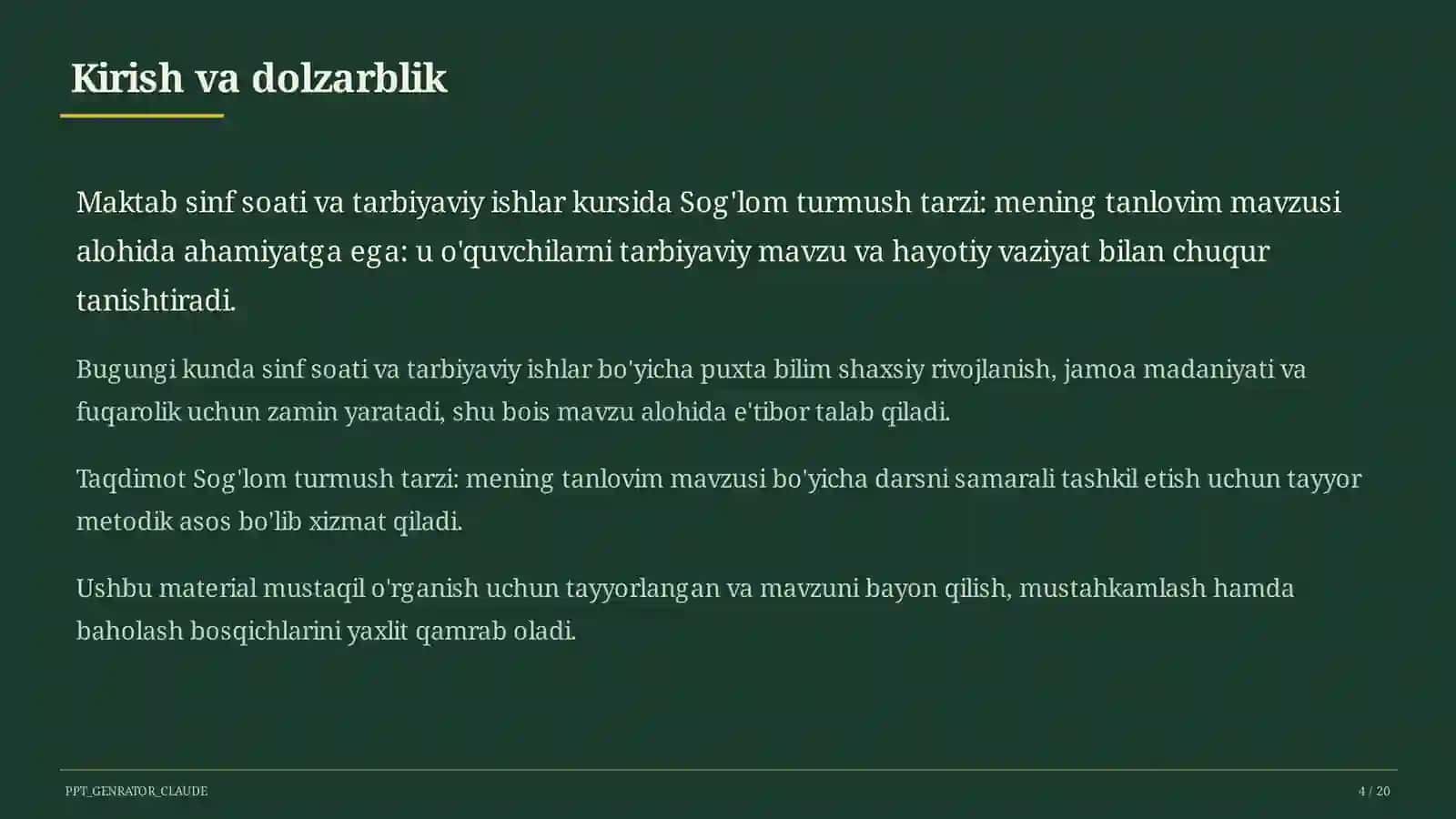 Sinf soati va tarbiyaviy tadbirlar 4