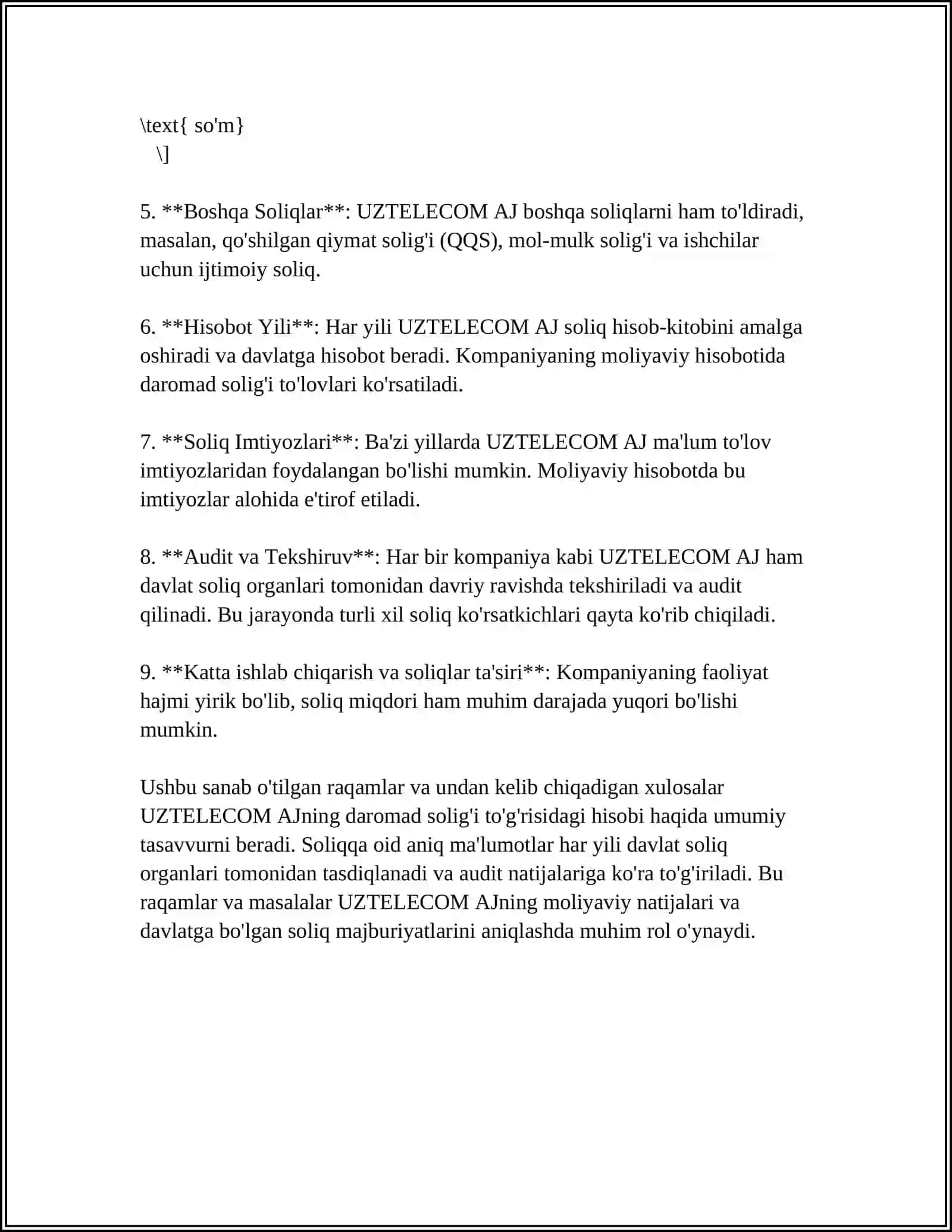 UZTELECOM AJ daromad solig'i hisobi 4