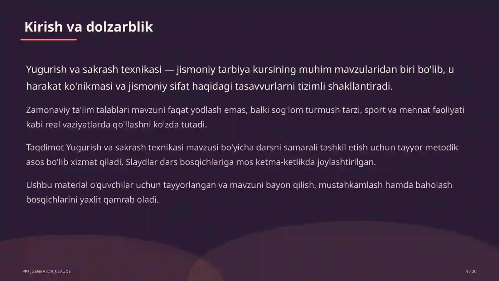 Yugurish va sakrash texnikasi (2-sinf) 4