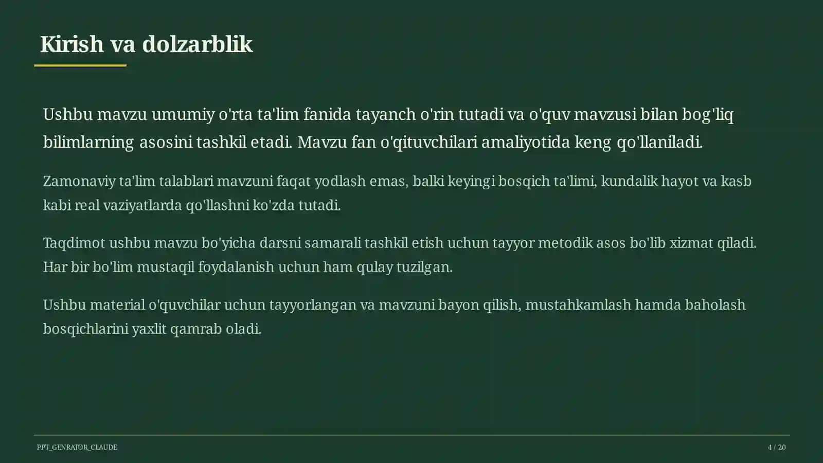 EMaktab sun'iy intellekt yordamchisi va dars konstruktori: o'qituvchi vaqtini tejash 4