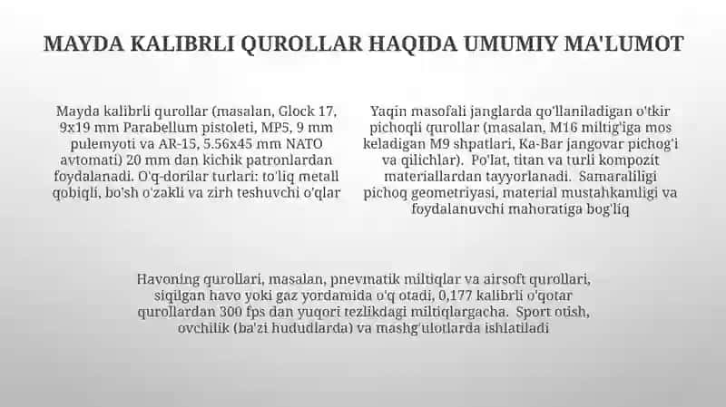 Kichik kalibrli o'q-dorilarning tuzilishi 4