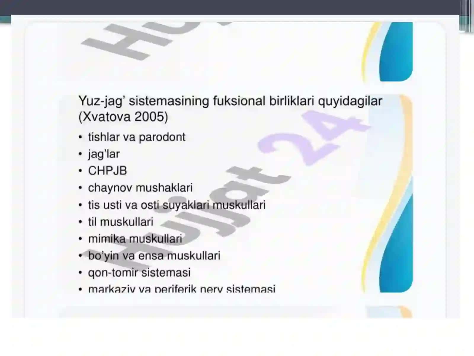 Gnatologiya fani vazifalari 4