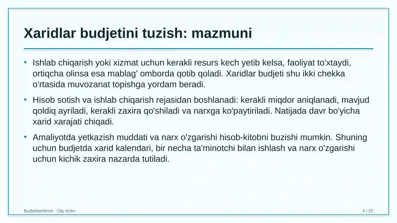 ta'lim texnologiyalari startaplarida xaridlar budjetini tuzish 5163 4