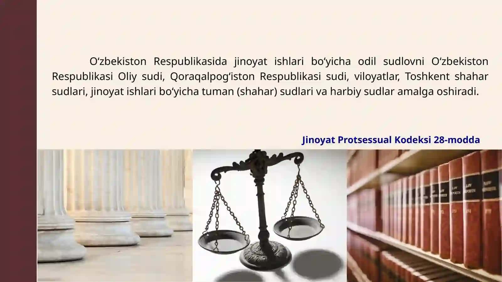 JINOYAT ISHINIYURITISHGA MA’SUL BO’LGAN DAVLAT ORGANLARI VA MANSABDOR SHAXSLAR: SUD 4