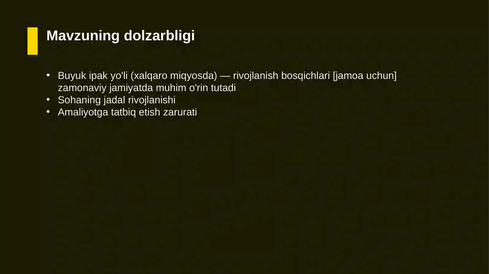 Buyuk ipak yo'li (xalqaro miqyosda) — rivojlanish bosqichlari [jamoa uchun] 4