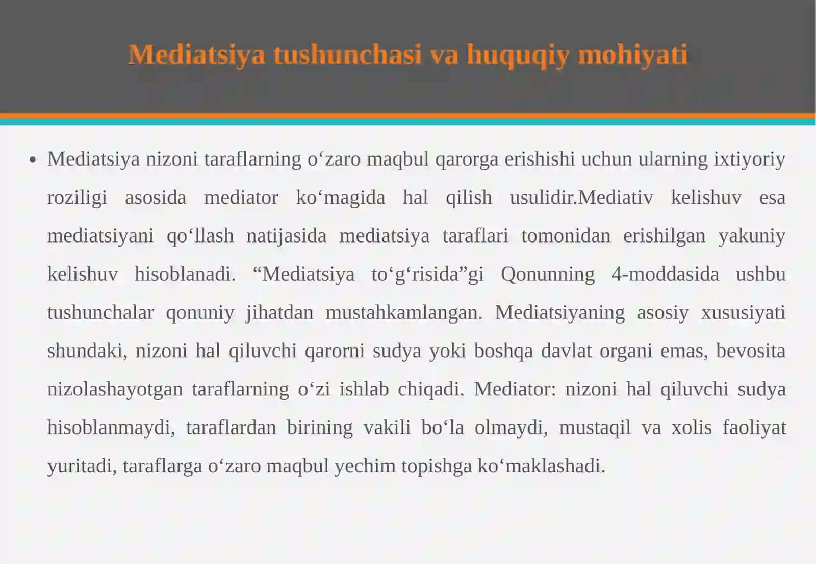 Mediativ kelishuvni majburiy ijro etish bilan bog‘liq ishlar niyuritish 4