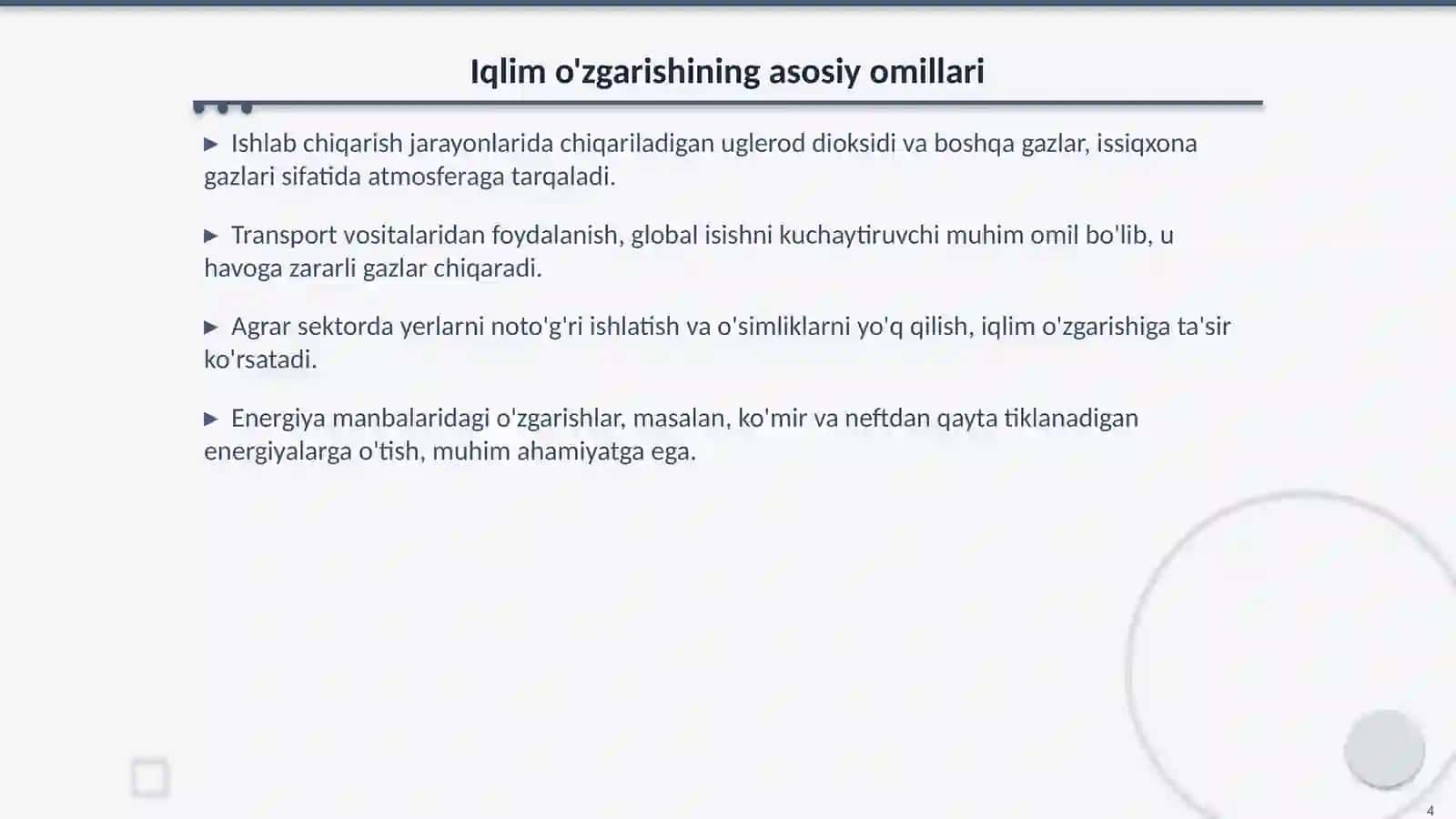 Global isish: Muammolar va Omillar 4