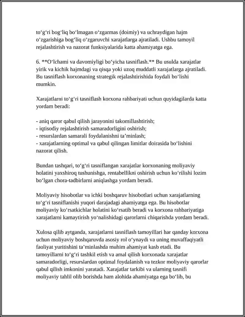 HARAJATLARNI TURKUMLASH VA HISOBGA OLISH 4