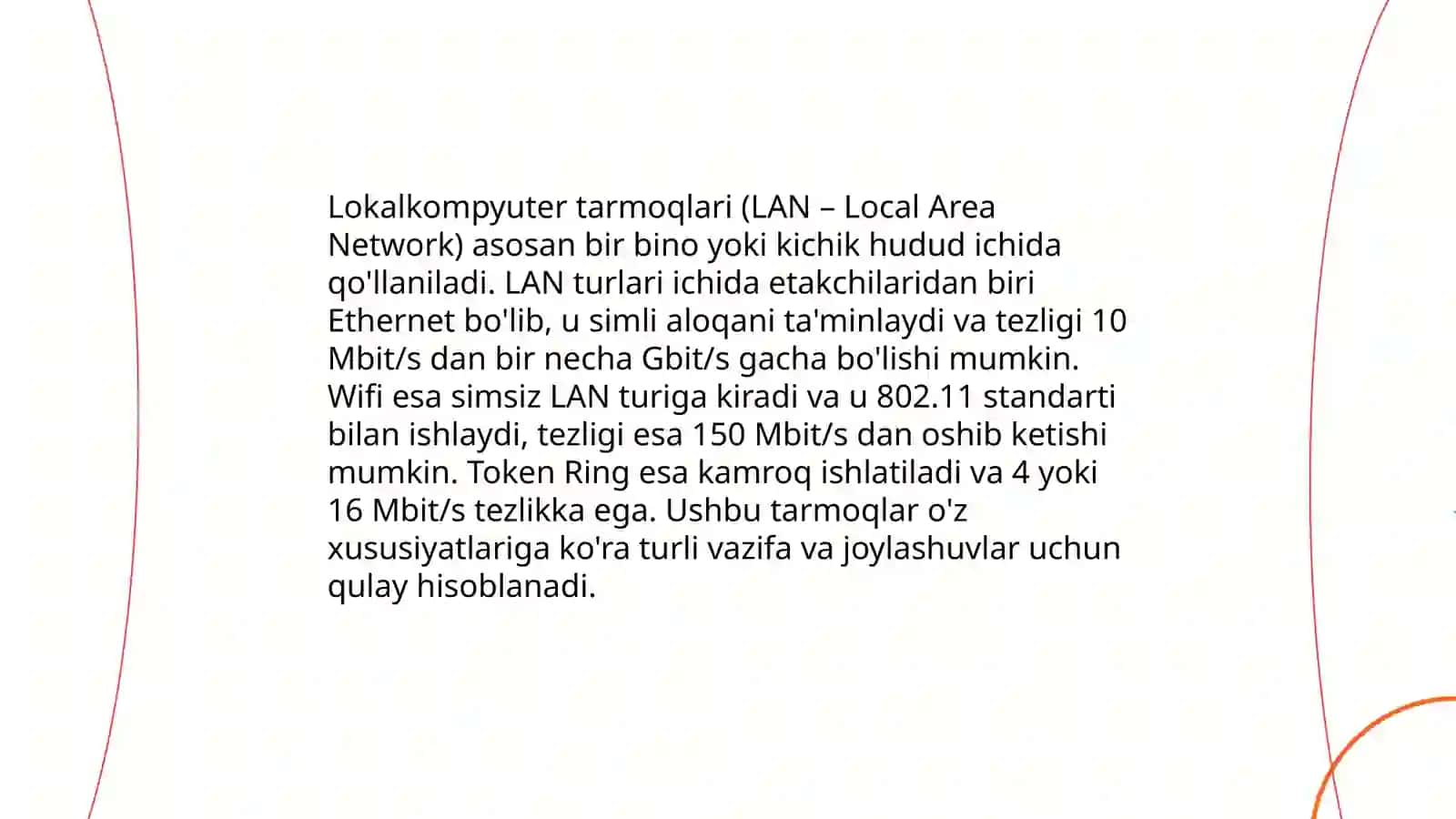 TARMOQ TOPOLOGIYASI.LOKAL TARMOQ ORQALI AXBOROTLARNI ALMASHINISH 4