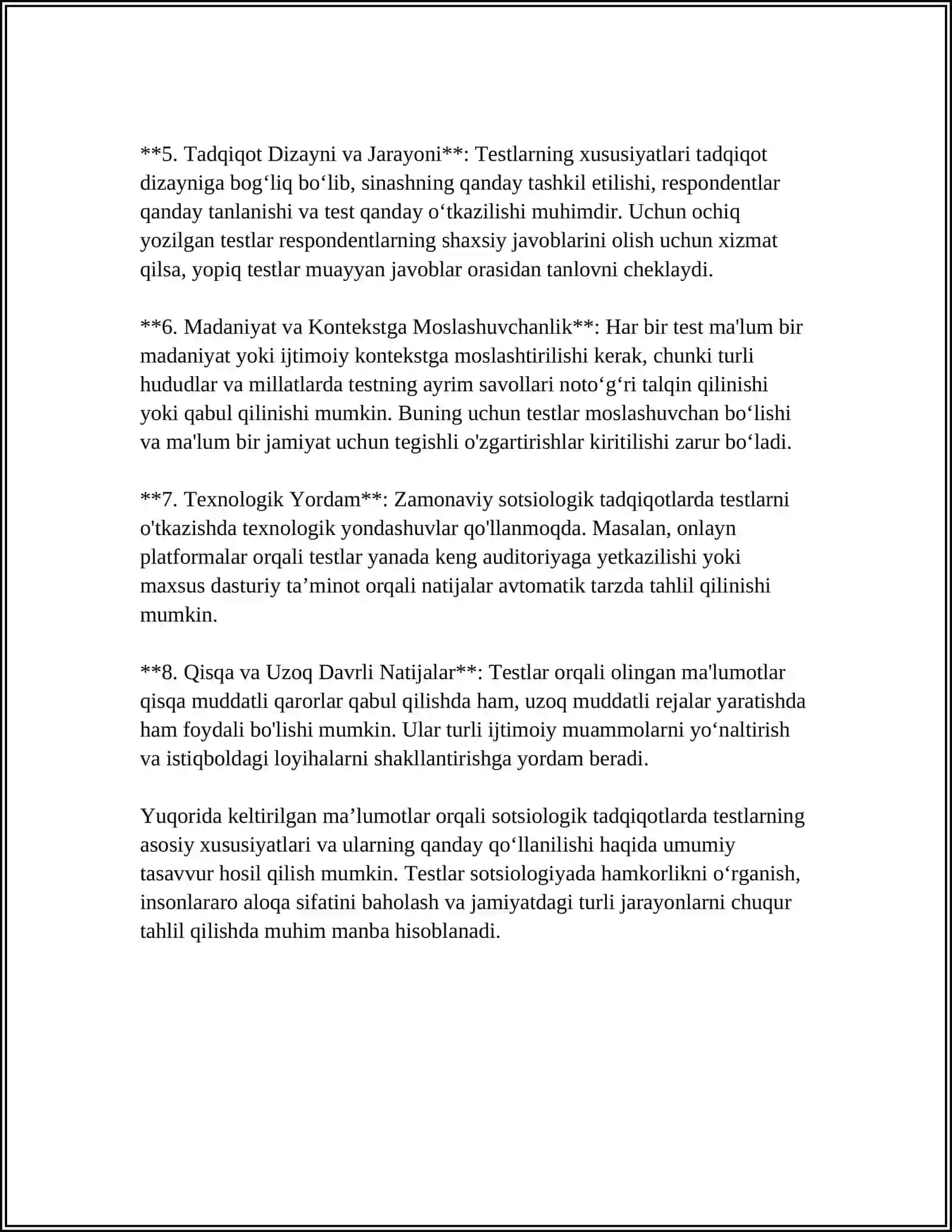 Sotsiologik tadqiqotlarda testlarning xususiyatlari 4
