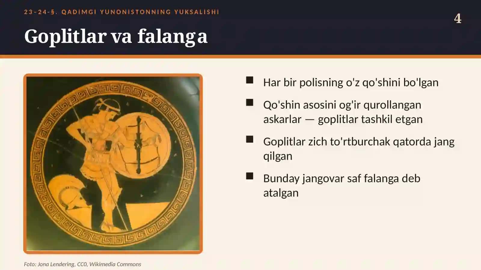 Qadimgi Yunonistonning yuksalishi: polis, Afina va Sparta (23–24-§, 6-sinf, 18 slayd) 4