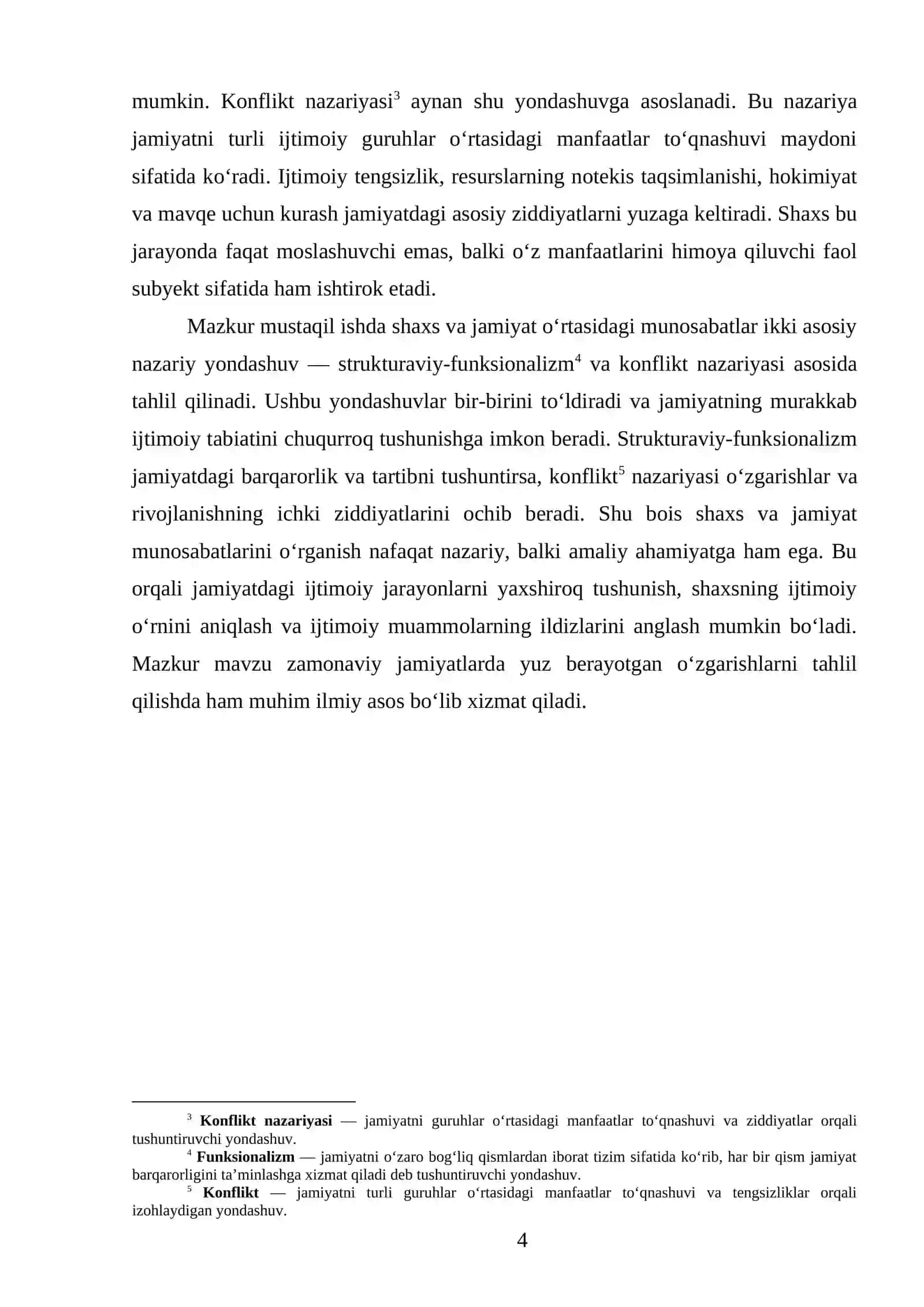Shaxs va jamiyat o'rtasidagi munosabat strukturaviy-funksionalizm va konflikt nazariyalari asosida tahlil 4
