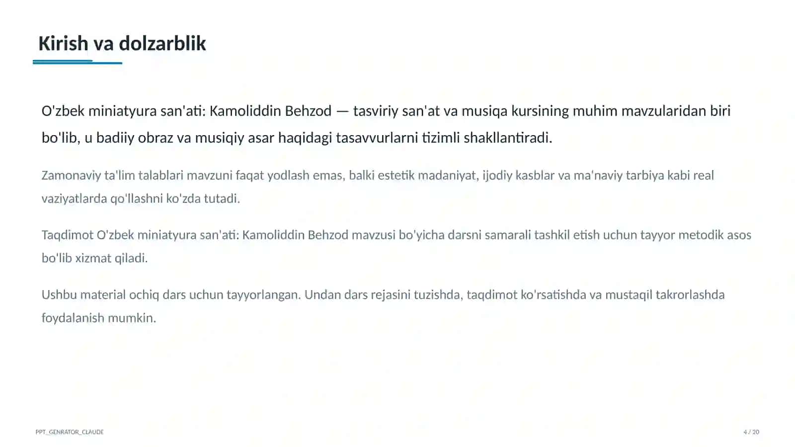 O'zbek miniatyura san'ati: Kamoliddin Behzod (5-sinf) 4