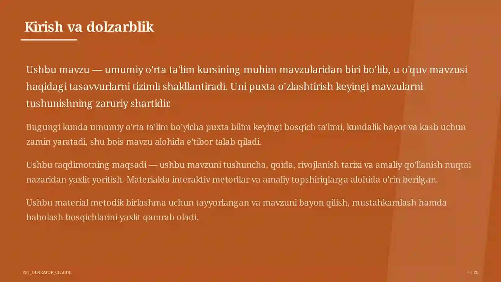 Dolzarb mavzular — maktab va o'qituvchilar 4