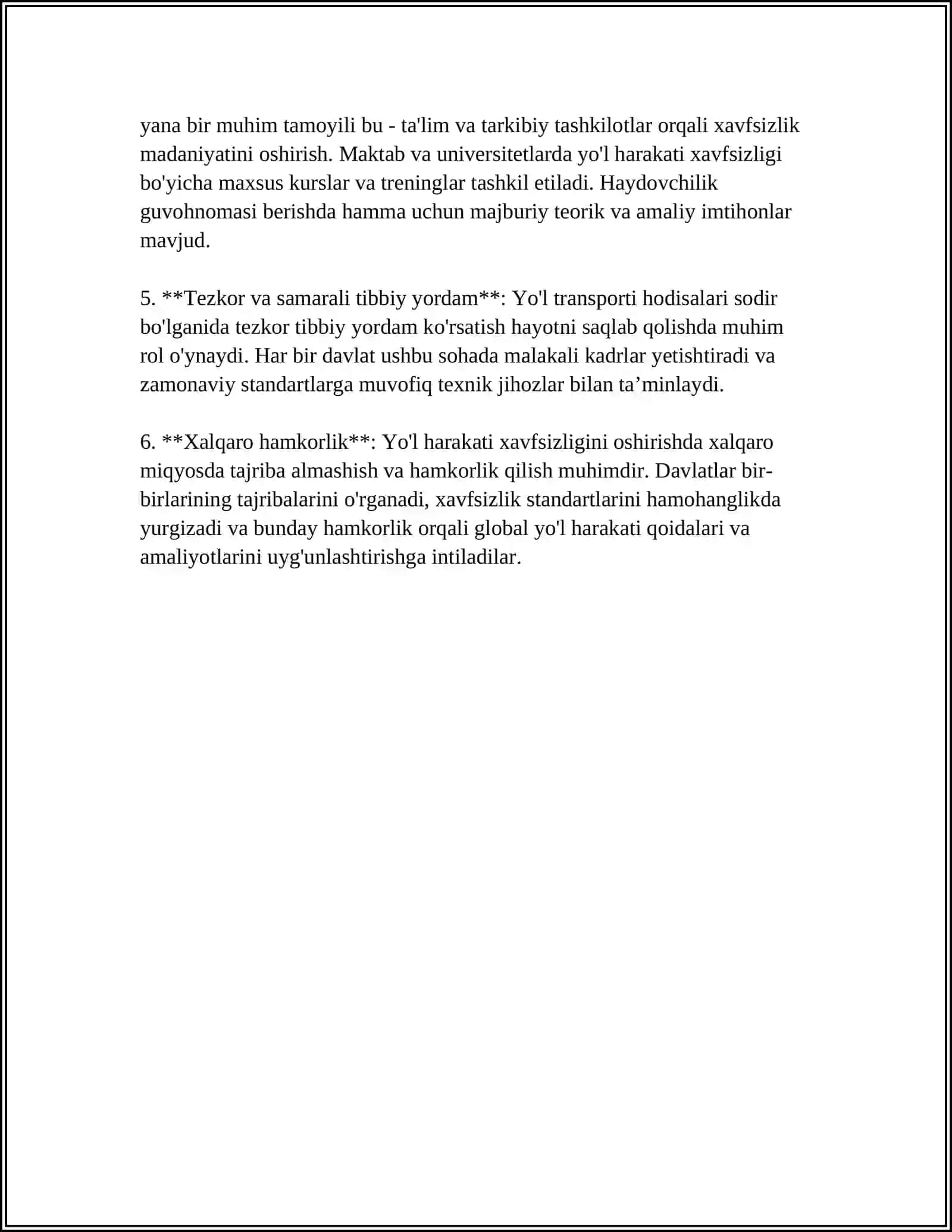YUL VA YUL INSHOTLARINI LOYIXALASH, REKONSTRUKSIYA QILISH, TAMIRLASH VA EKSPLUATATSIYA QILISHDA YUL XARAKATI XAFSIZLIGINI TAMINLASH SOXASIDAGI DAVLAT SIYOSATI 4