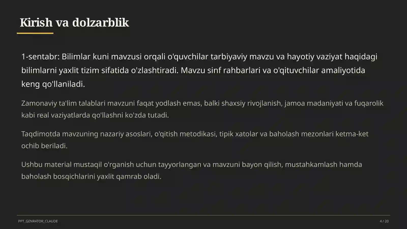 Sinf soati va tarbiyaviy tadbirlar 4