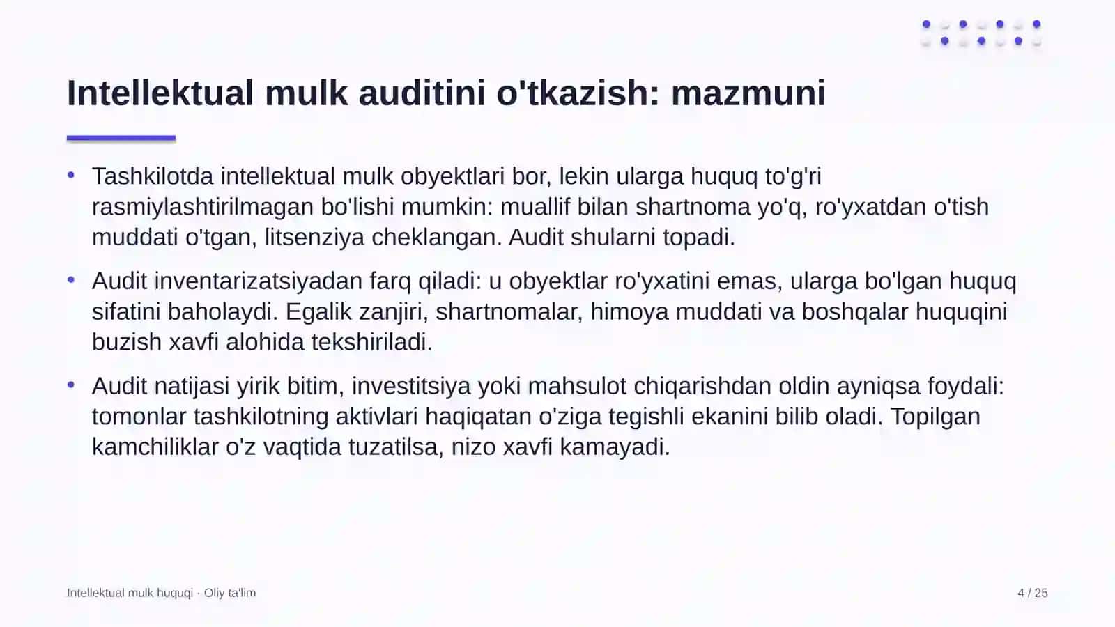 o'yin ishlab chiqish studiyalarida intellektual mulk auditini o'tkazish 1117 4
