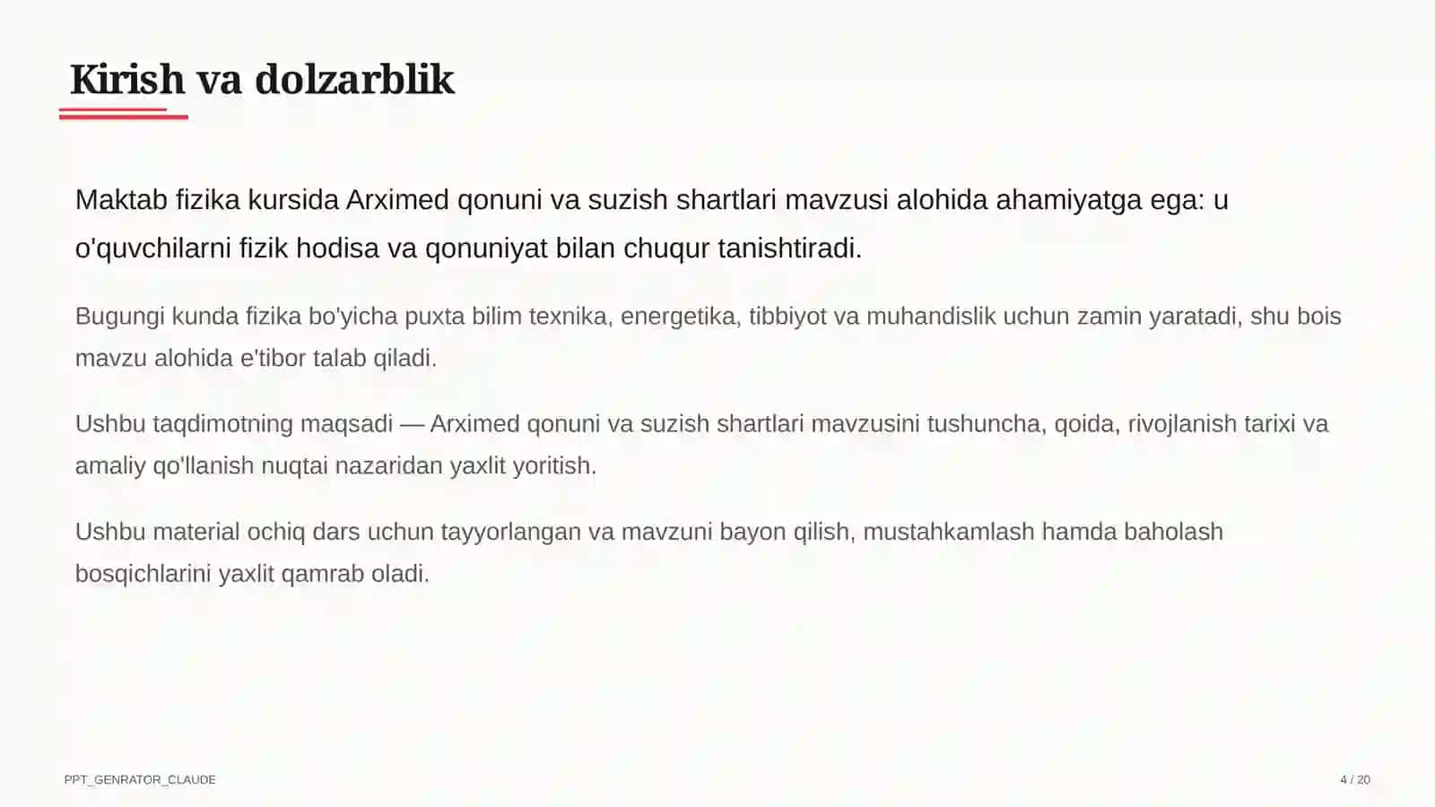 Fizika (6–11) — ochiq dars uchun 4