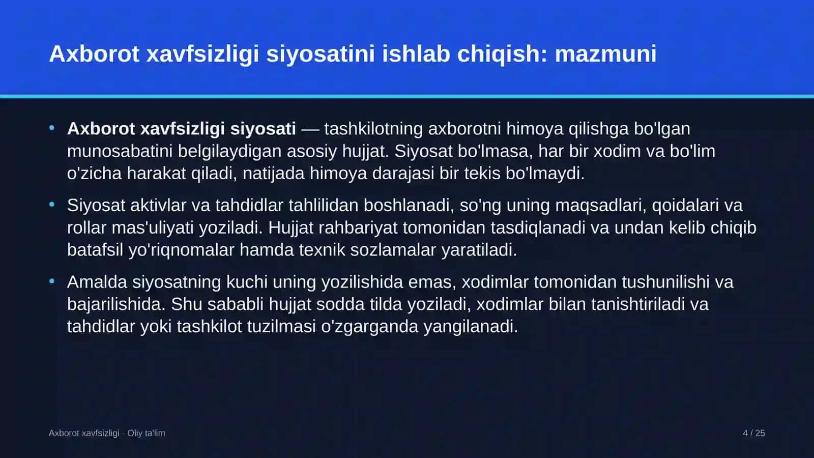 rangli metallurgiyada axborot xavfsizligi siyosatini ishlab chiqish 9529 4