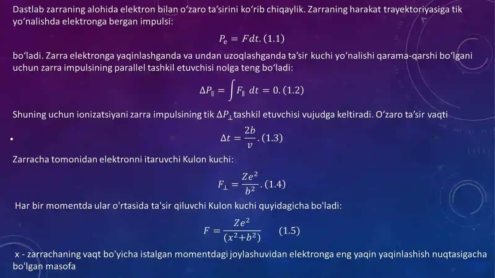 Bete-Blox formulasi. Og’ir zaryadlangan zarralaning yugurish yo’li. Bregg egri chizig'i 4