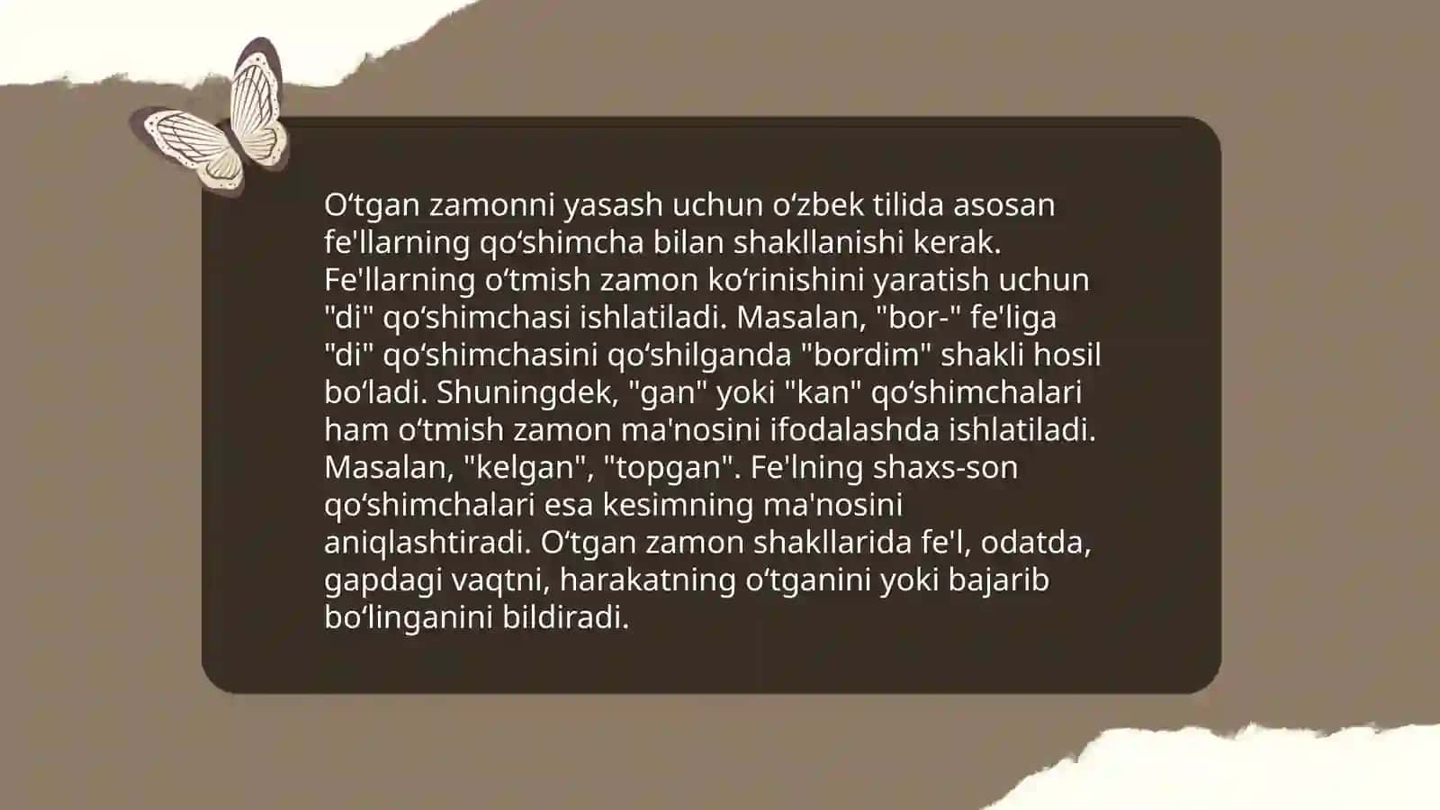 O'tgan zamon fe'l shakllari 4