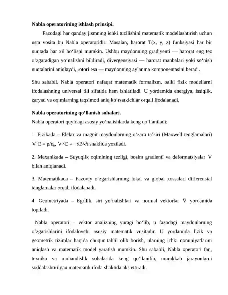 Nabla operatori va vektor analiz 4