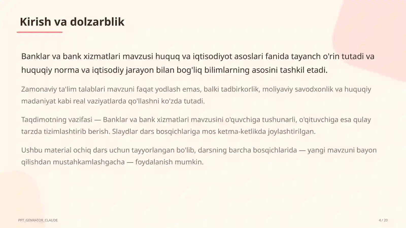 Banklar va bank xizmatlari (10-sinf) 4