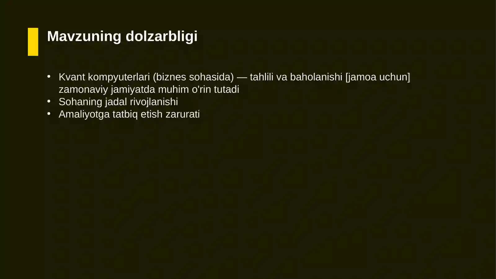 Kvant kompyuterlari (biznes sohasida) — tahlili va baholanishi [jamoa uchun] 4