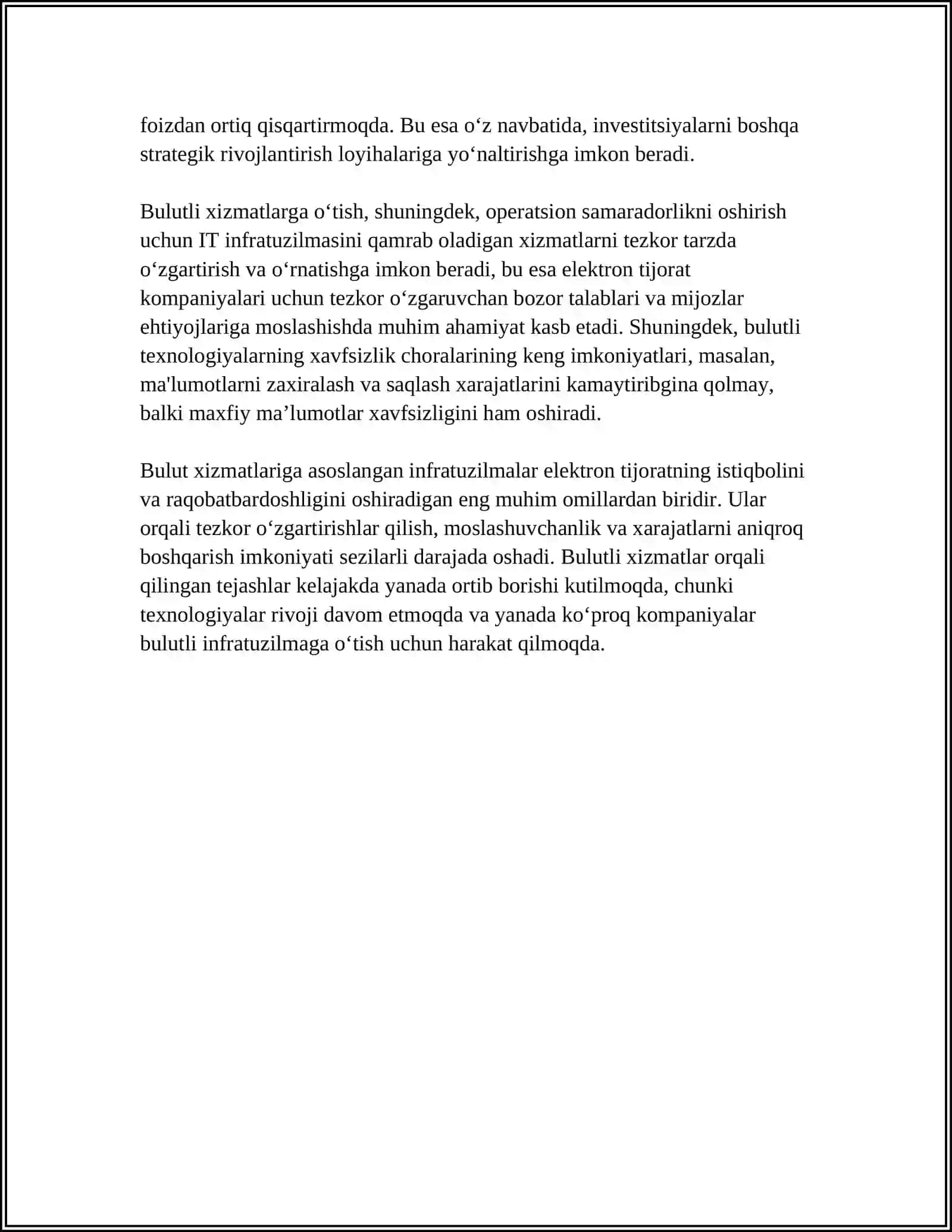 ELEKTRON TIJORATDA BULUTLI TEXNALOGIYALARNI IQTISODIY ISTIQBOLLARI 4