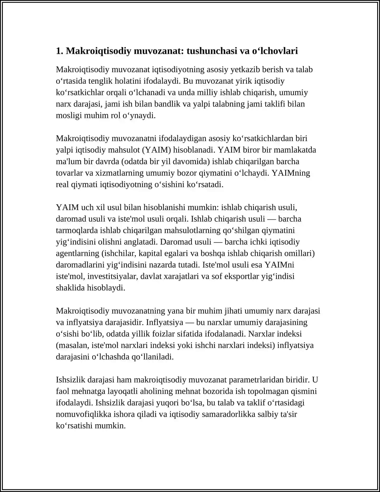 MAKROIQTISODIY NISBATLAR VA MUVOZANATLILIK 4
