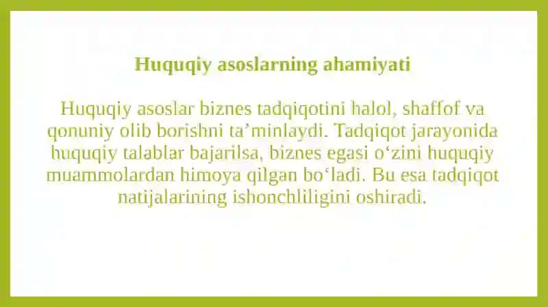 Biznes tadqiqotining huquqiy asoslari 4