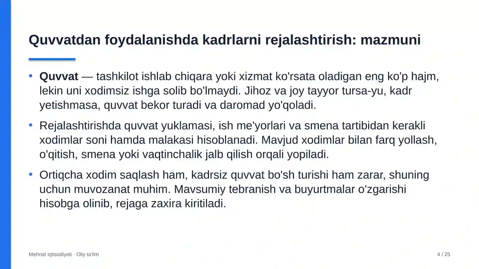 qishloq turizmida ishlab chiqarish quvvatidan kadrlar bilan foydalanishni rejalashtirish 7470 4