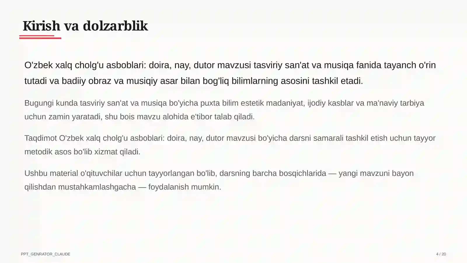 O'zbek xalq cholg'u asboblari: doira, nay, dutor (2-sinf) 4