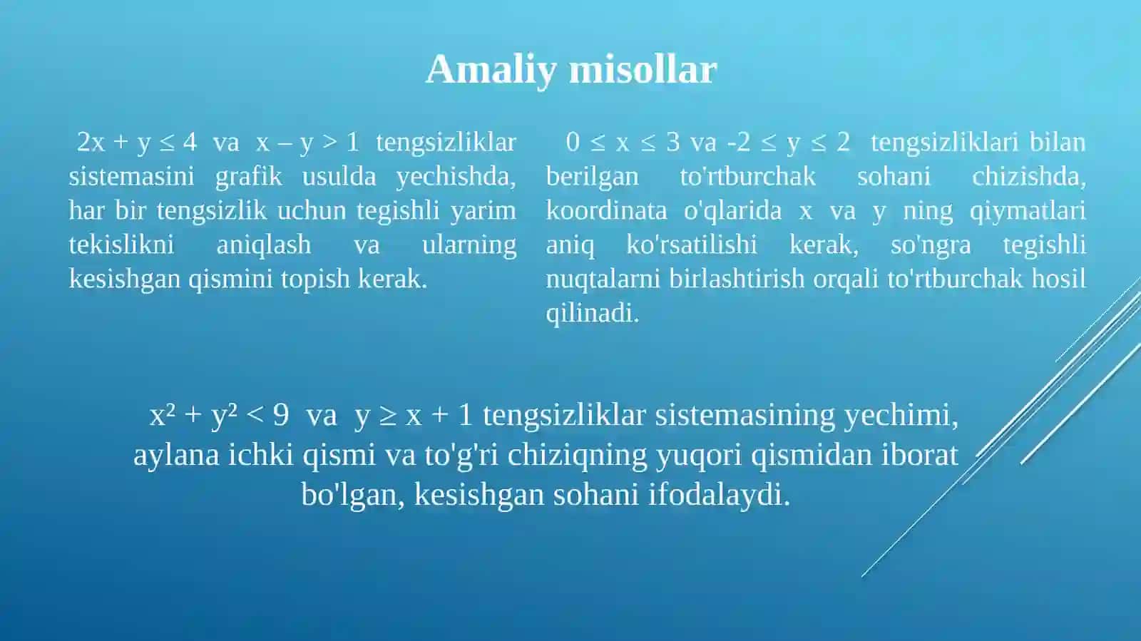 Ikkioʻzgaruvchilitengsizliklarningkonyuksiyasivadizyunksiyasi 4