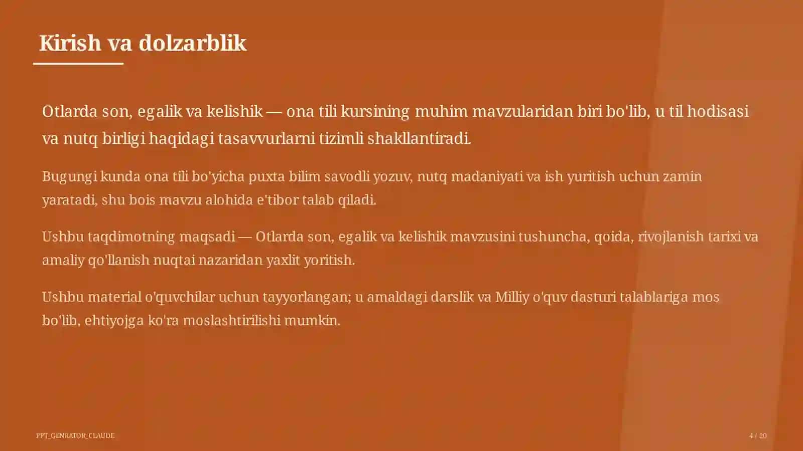 Otlarda son, egalik va kelishik (6-sinf) 4